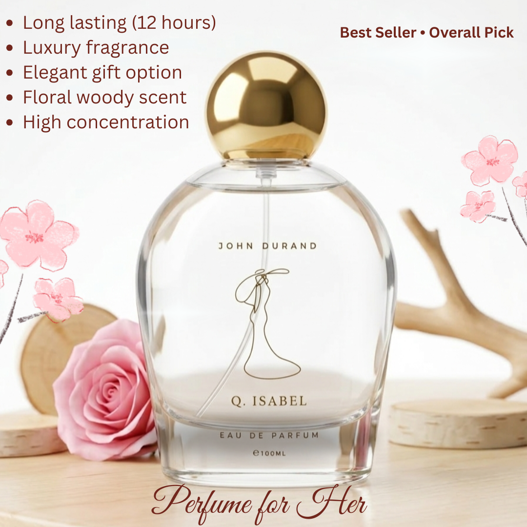 Luxury Eau de Parfum for Women – Long Lasting Floral Woody Perfume 3.4 oz / 100 ml Perfume Spray Q. Isabel by John Durand